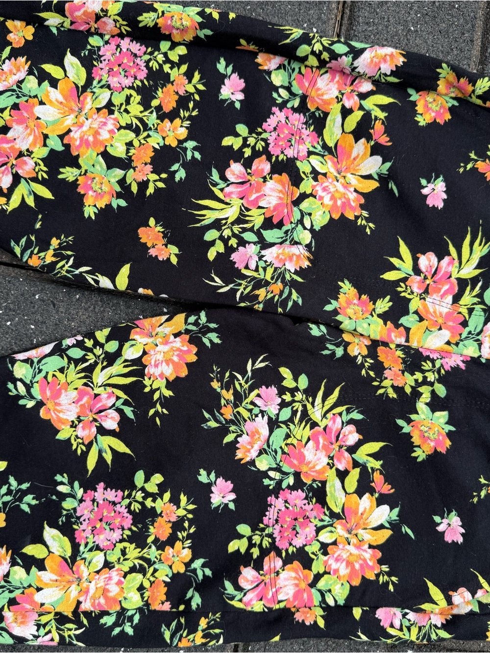 Torrid Black Floral Bike Shorts with Pink, Orange & Green Floral Print. Size 00.
